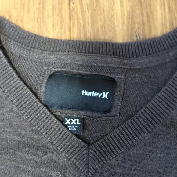 Hurley Brown V-Neck Cotton Pullover Sweater - Picture 7 of 13